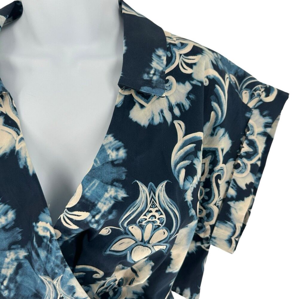 Zara Dress Women Small Blue Printed Mini Cut Out Back Resort Vacation Tribal NEW - Picture 10 of 16